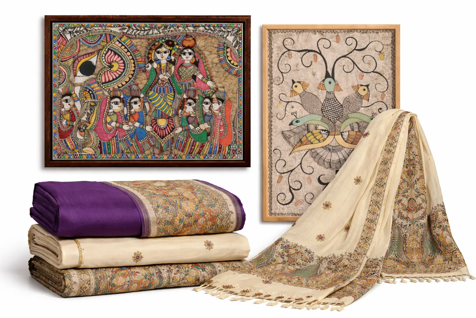 Hand-painted sarees & dupattas.