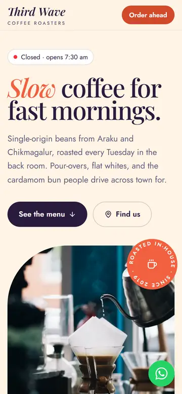 The Bakery layout on a phone