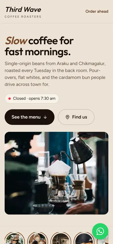 The Corner layout on a phone