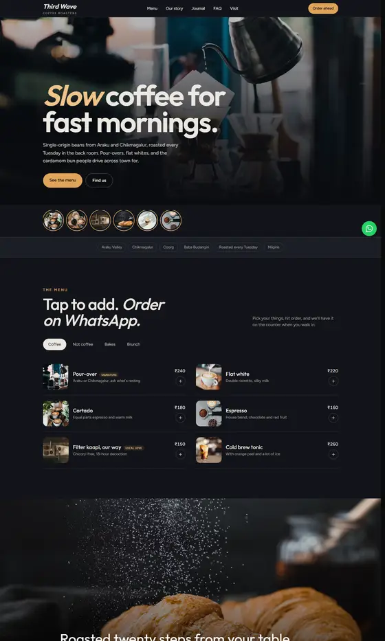 The Roastery layout on a laptop