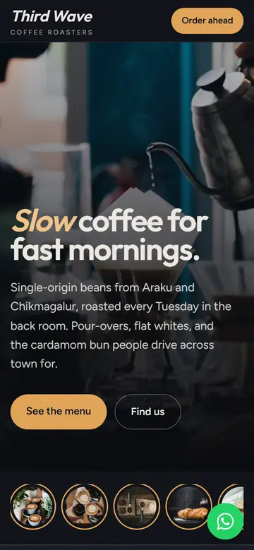 The Roastery layout on a phone