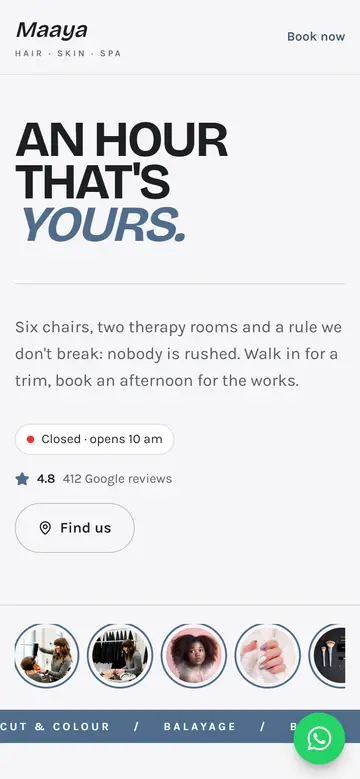 The Barber layout on a phone